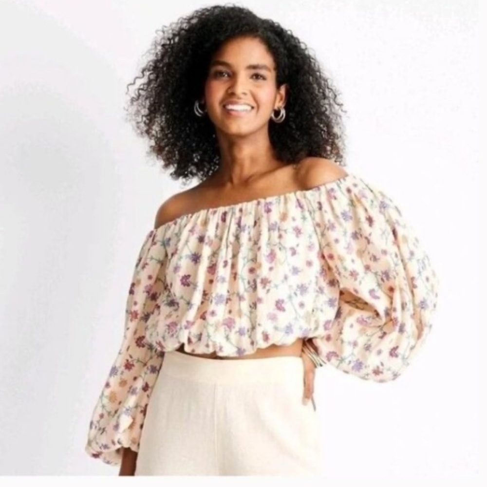 Future Collective Elegant Floral Off-Shoulder Blouse